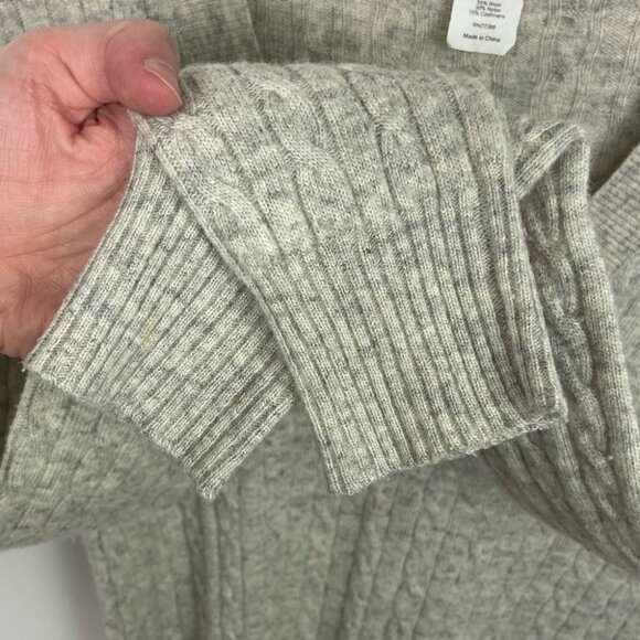 J. Crew Cashmere Wool Cable Knit V-Neck Long Sleeve Sweater Tan Beige Size XS - Picture 4 of 6